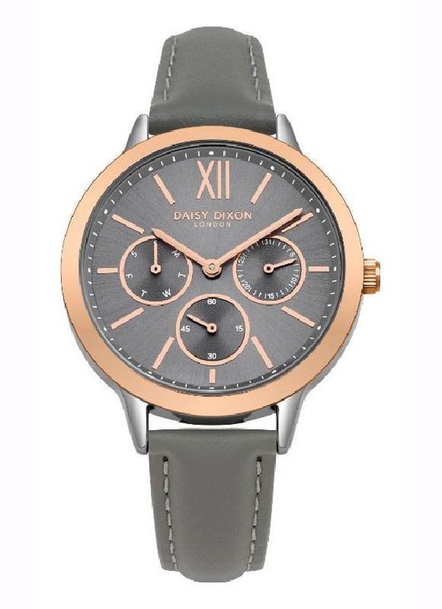 Daisy Dixon DD055ERG - Damenuhr, 38 mm, Grau/ Silber, Leder Armbanduhr, Arm, Körperteil, Person