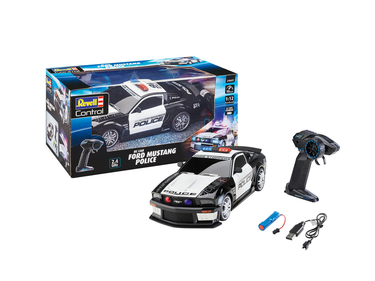 Revell_24665_RC_Car_Ford_Mustang_Police_Revell_Control_Ferngesteuertes_Polizeiauto, Leichtmetallfelge, Auto, Sprach, Rad, Elektronik
