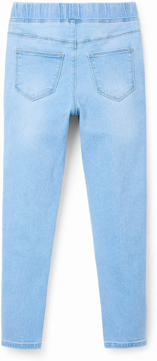 Desigual Mädchen Leggings - Hellblaue Jeans-Leggings mit Stickerei 23SGKN015007
